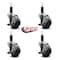 Service Caster 3.5'' Thermoplastic Rubber Swivel 1-1/8'' Expanding Stem Caster Set with Brake, 4PK SCC-EX20S3514-TPRB-TLB-118-4 - alternate 2